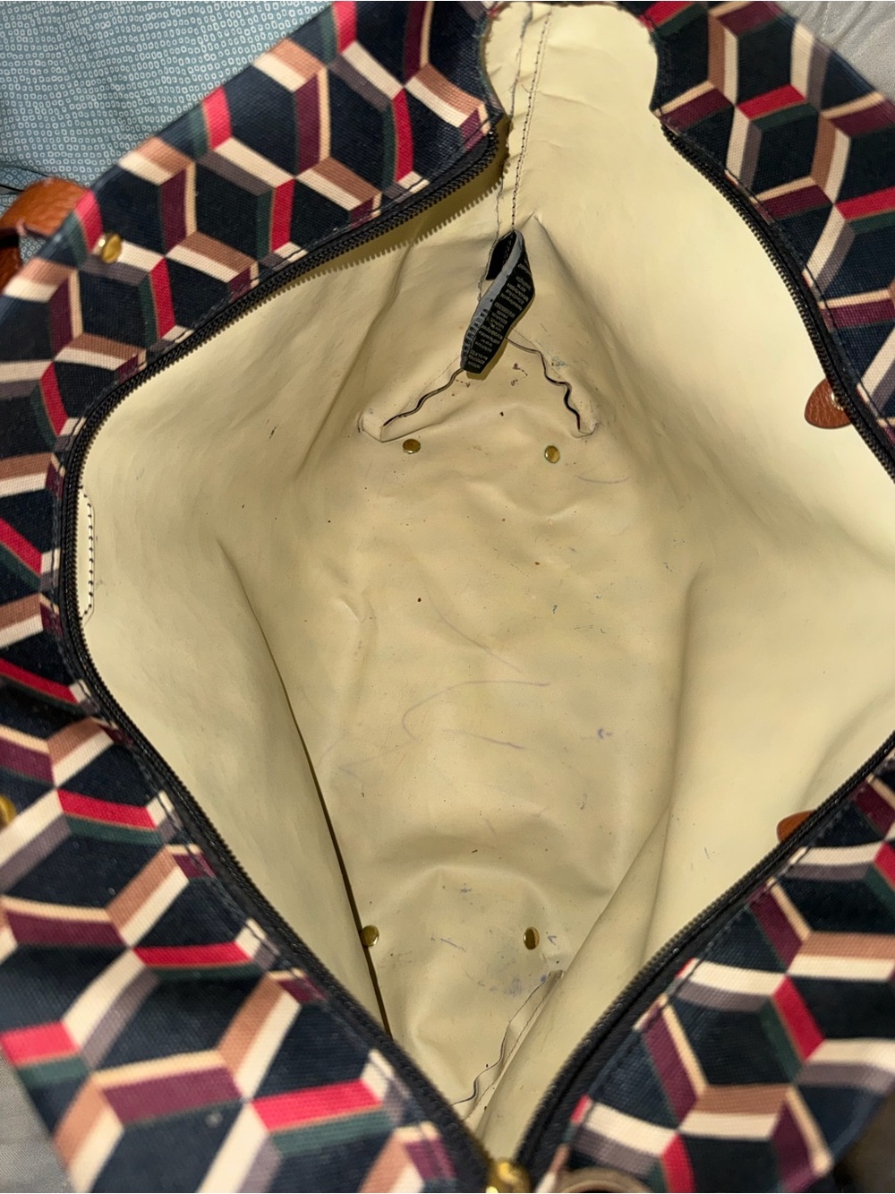 Lauren Ralph Lauren Geometric Pattern Tote Bag in Brown and Tan - Picture 6 of 11